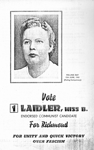 Election pamphlet for Bertha Laidler in 1943