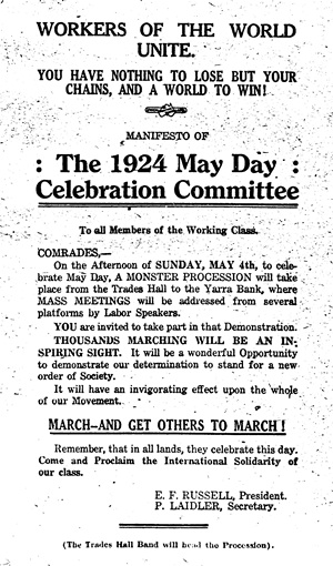 Leaflet advertising May Day 1924