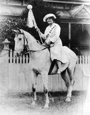 Mounted peace demonstrator